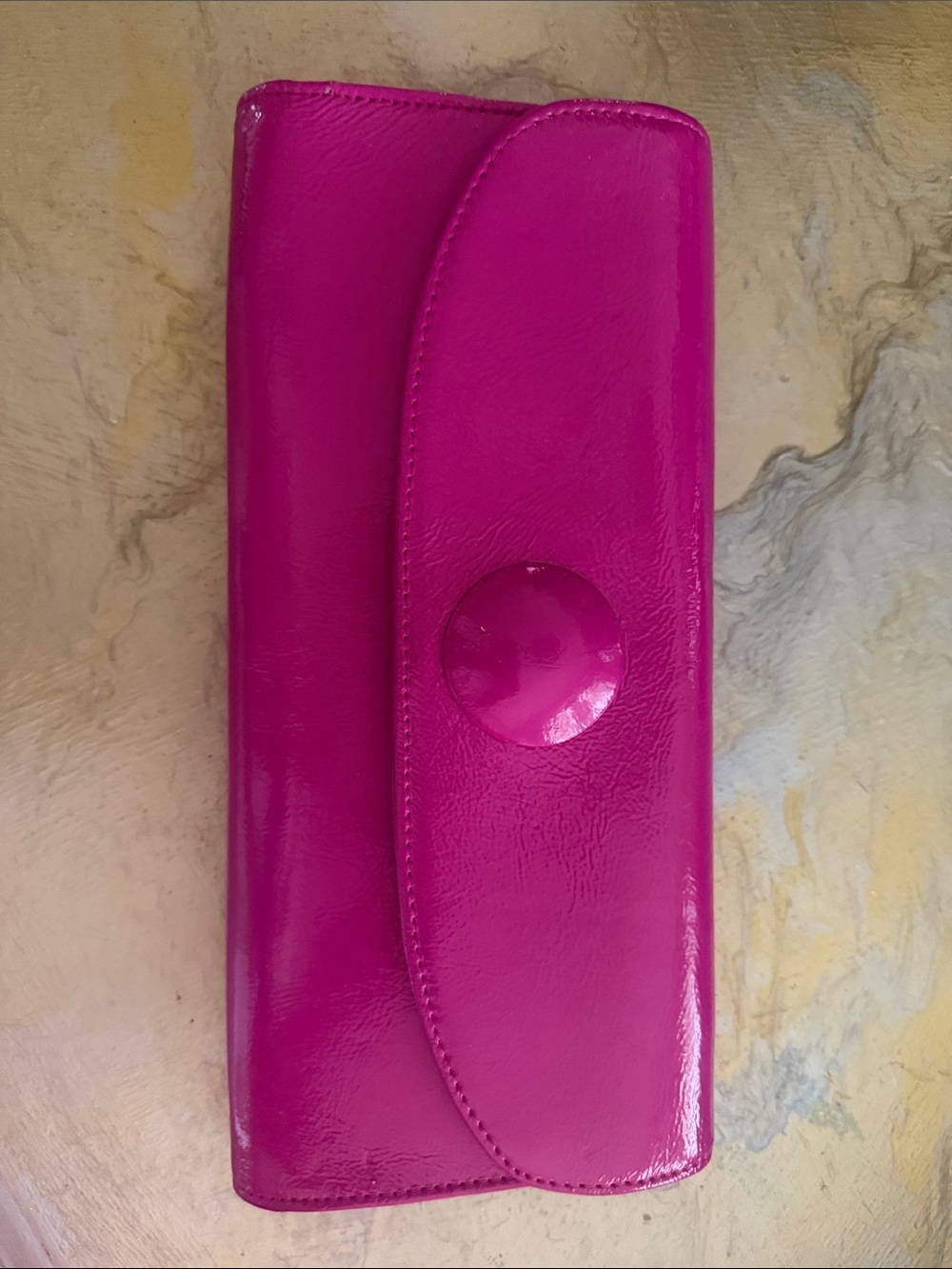 HOBO International Eden Glossy Cranberry Patent Leather Clutch w/Handle 11x5